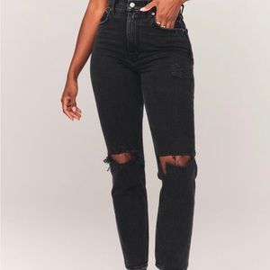 Abercrombie Fitch Curve Love - ‘90s Straight Ultra High Rise Black Jean Sz 29
